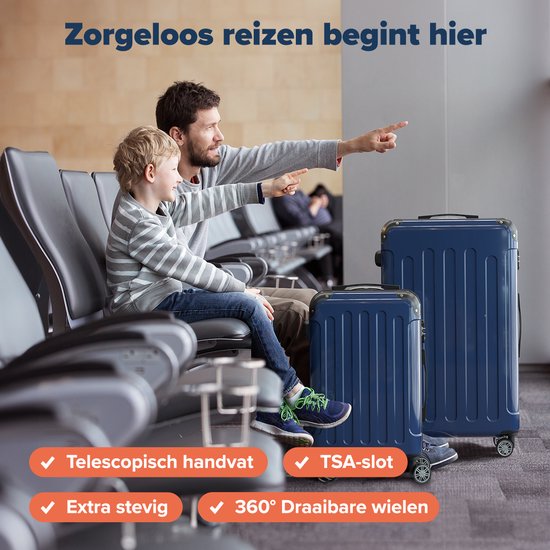 TRVLMORE Set de valises - 2 pièces - 45L Hand Luggage + 115L Spacious Luggage - TSA Lock - Lightweight - Travel Suitcase Set - Dark Blue