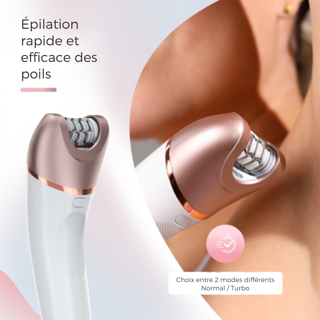 Épilateur Beeperfect® - Rechargeable - Étanche - 7 accessoires - Blanc/rose pâle