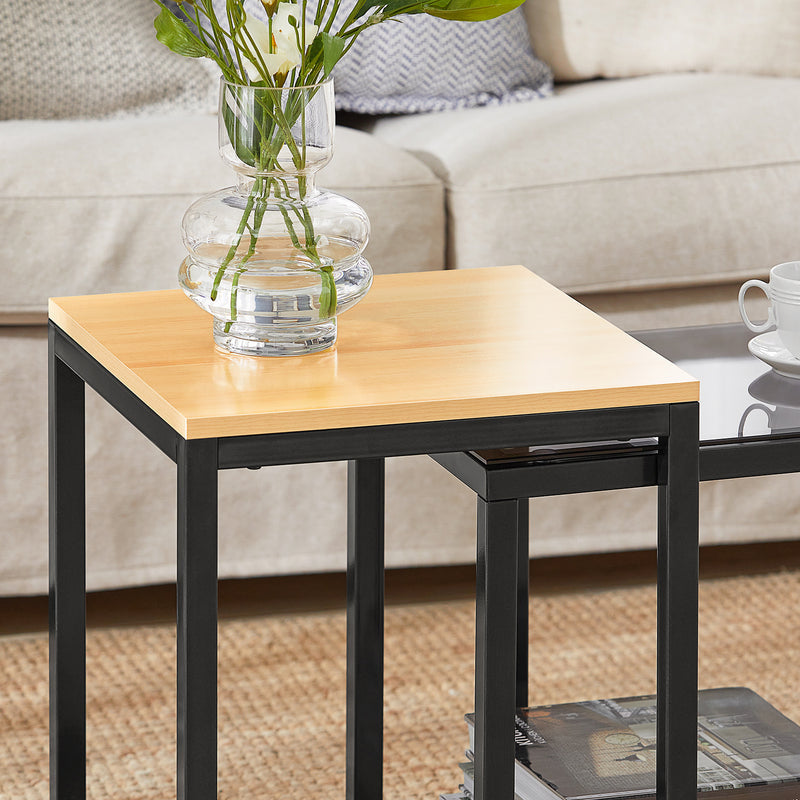 SoBuy Tables d'appoint - Lot de 2 tables basses - Max 25KG - 40 x 40 x 50 cm - Couleur bois