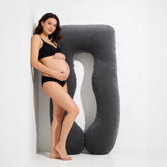 Oreiller de grossesse Earkings pour dormir sur le côté - Gris foncé - 140 x 80 cm