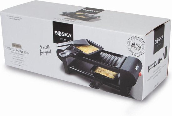 Boska Raclette Mini 220V - pour fondre et griller - 2 personnes - Noir