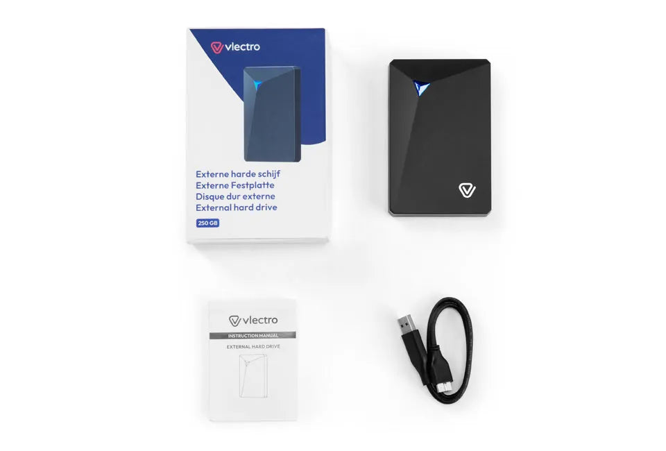 Disque dur externe Vlectro - 1 000 Go - USB 3.0 - Aluminium - Résistant aux chocs