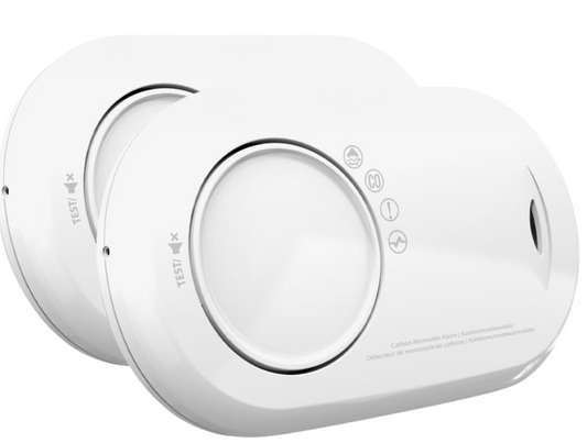 2x Détecteur de monoxyde de carbone Angeleye - Compact et blanc - 12,5 x 6,5 x 3,5 cm - Pile au lithium 10 ans