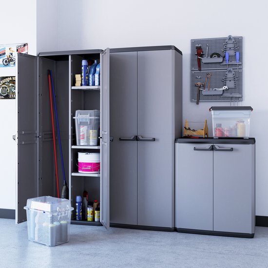 Keter Più Meuble de rangement - 1 étagère - 39x68x83cm - Gris foncé/noir