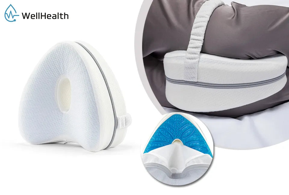 Wellhealth Memory Foam Side Sleeper 2.0 - coussin ergonomique pour les genoux - pour une meilleure position de sommeil