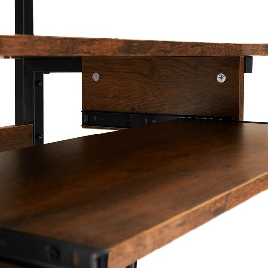 tectake - bureau mobile Fife 80 x 65,5 x 130,5cm - brun foncé industriel - 404726