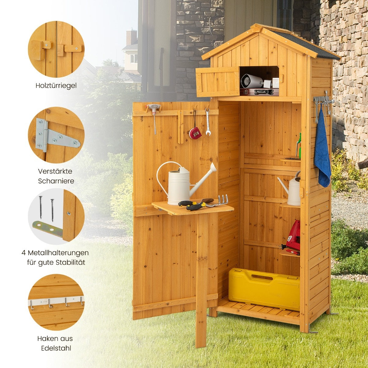 Coast Garden Shed Apparaat Kast voor buitenruimte 75 x 50 x 180,5 cm Natuur