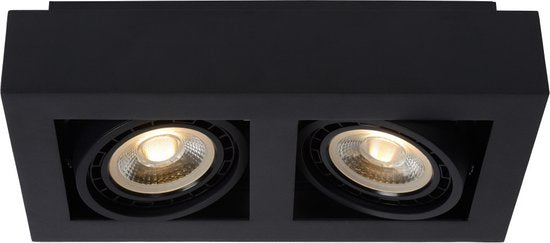 Lucide ZEFIX - Spot de plafond (lampe de plafond) - LED « Dim to warm » - GU10 (ES111) - 2x12 W 2200 K/3000 K - Noir