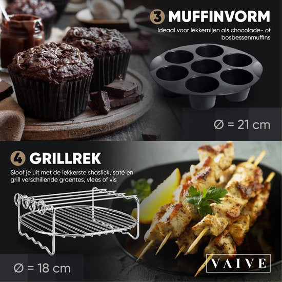 VAIVE Ensemble d'accessoires pour friteuse à air chaud - Convient à toutes les friteuses Airfryer XL et XXL - ⌀ 20 cm