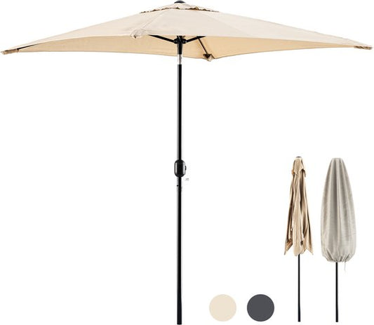 Parasol à mât Tristar - Carré - 200 x 200 cm - Balcon et jardin - Inclinable - Housse de protection incluse - PA-7902 - Beige