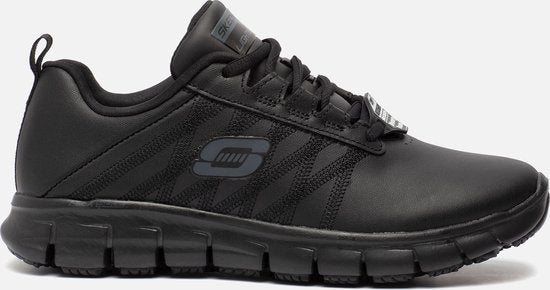 Baskets Skechers Work Relaxed Fit en cuir noir - Femmes