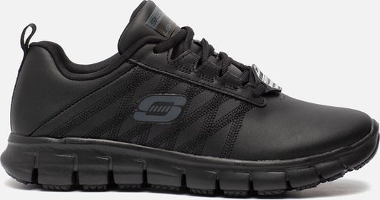 Baskets Skechers Work Relaxed Fit en cuir noir - Femmes