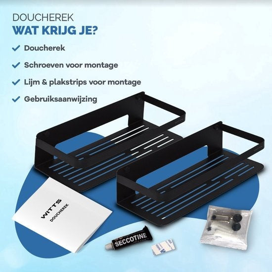 Witts Shower Rack - 2 PiecesLayer - Support de douche sans perceuse - Support de douche suspendu - Support de douche - Inoxj