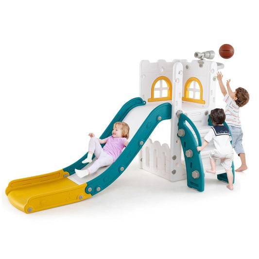 Toboggan pour enfants Coast 6-en-1 - avec panier de basket et télescope - en forme de L - vert