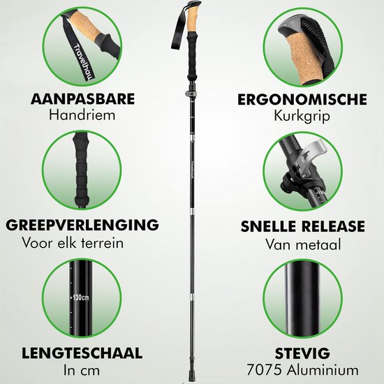 Bâtons de marche nordique Travelhawk Bâtons de trekking - randonnée - trekking - ajustable - pliable - alternativement télescopique et rétractable