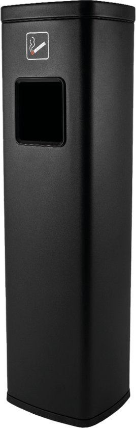 BRASQ Cendrier sur pied noir - Cendrier d'extérieur avec poubelle de 20 litres - Poteau fumeur - Poubelle avec cendrier