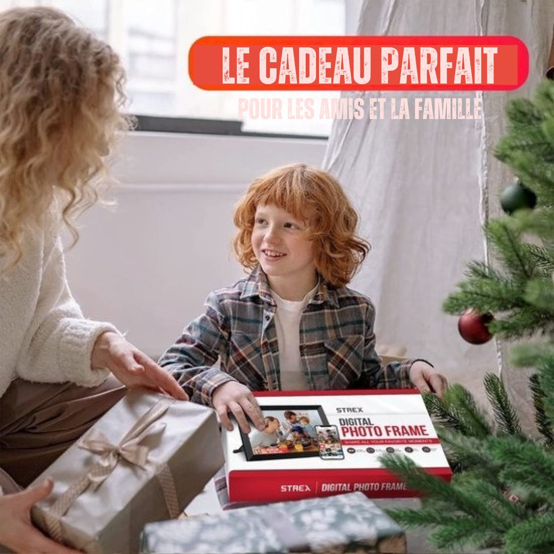 Cadre photo numérique - Strex - WiFi - Écran tactile de 10,1 pouces - Logiciel Frameo - noir