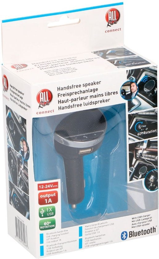 Chargeur de voiture et haut-parleur Bluetooth All Ride - Chargeur de voiture USB - Prise allume-cigare - Noir