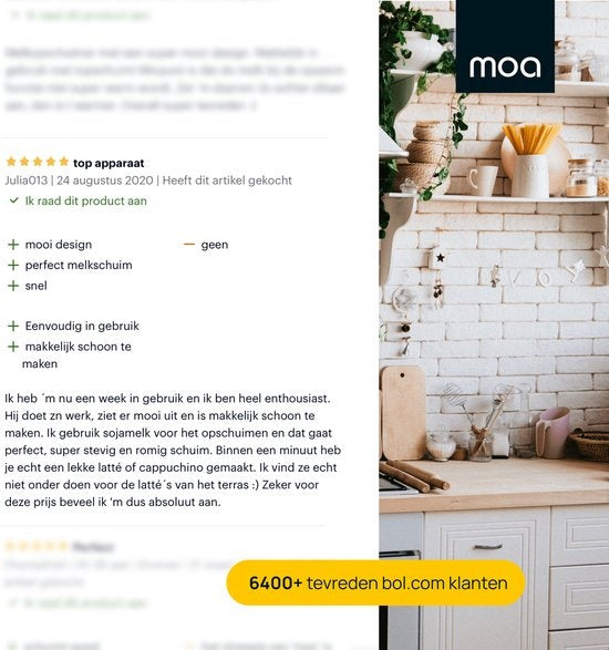 Mousseur à lait électrique -MOA - Sans BPA - Pour faire mousser et chauffer - Noir