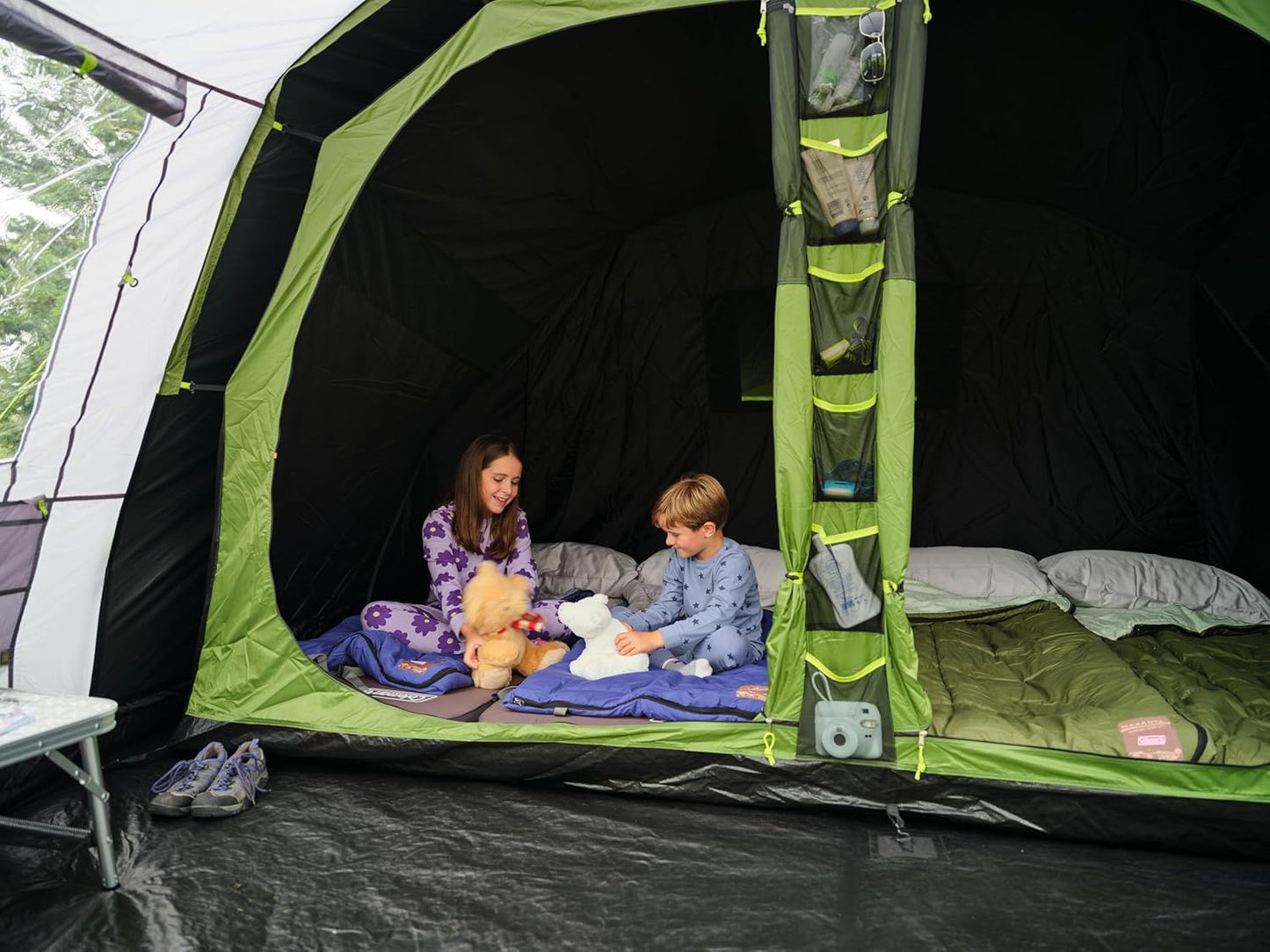 Coleman Rocky Mountain 5 Blackout Tent - Toile de tente en polyester durable - Vert/Gris