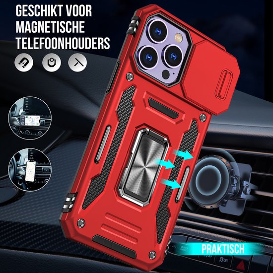 Coque Podec compatible avec l'iPhone 11 Pro, rouge - Coque anti-chocs hybride « Armor » avec support intégré et film de protection d'écran
