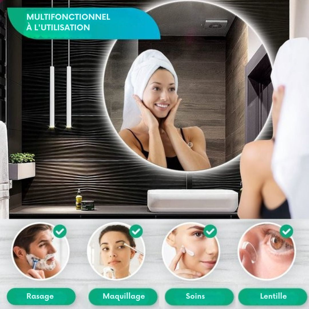 Miroir de salle de bain - Mirlux - avec éclairage LED et chauffage - rond - anti-condensation - 80CM