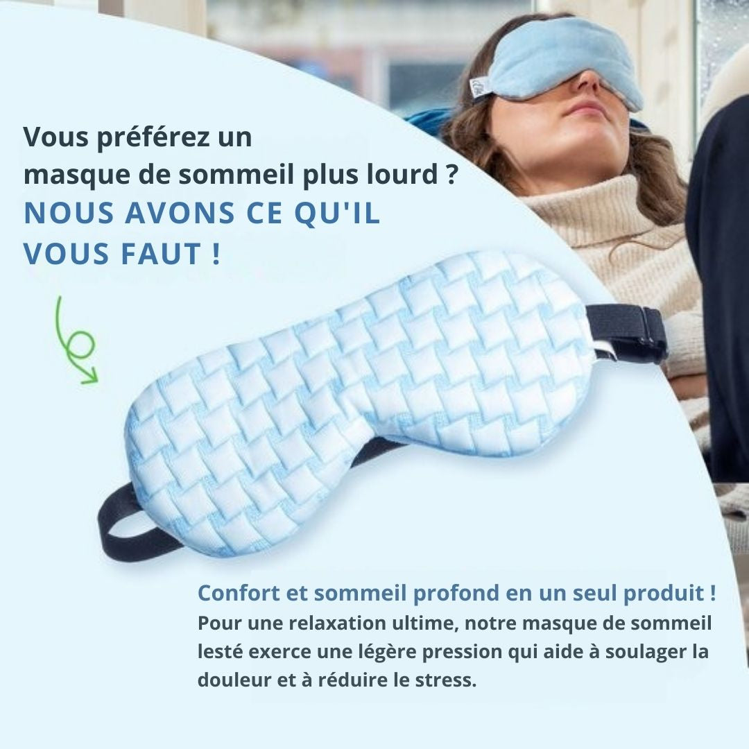 Masque de sommeil femmes & hommes EL-Life - Masque pour les yeux avec dentelle en tissu de velours - Ajustable - Bleu et blanc