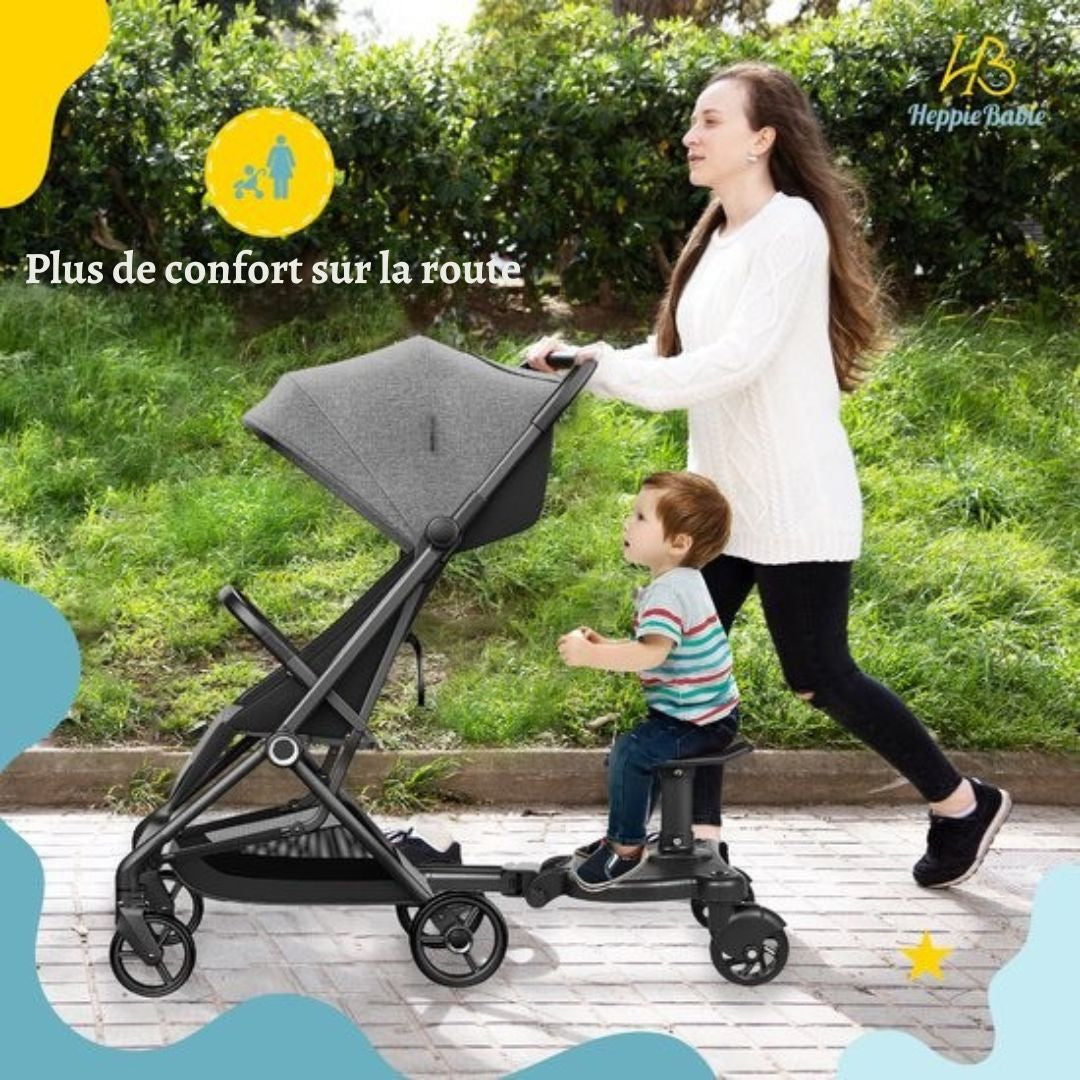 Planche à roulettes HeppieBabie - avec siège - pour landau ou poussette - Noir