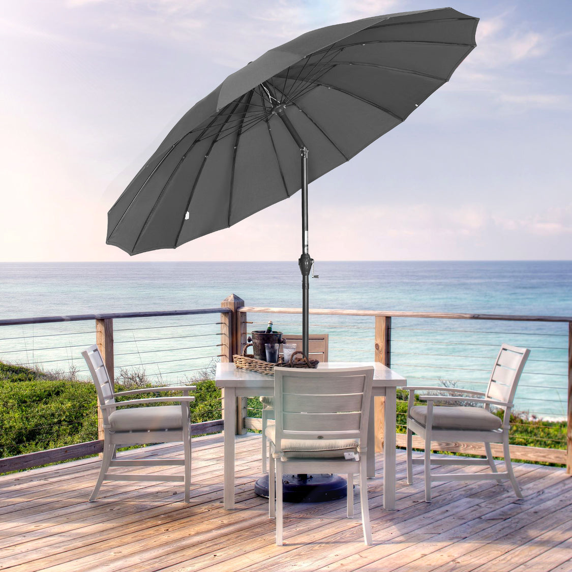 Angel Living Parasol Rond - Ø270cm - Solide - Inclinable - Gris