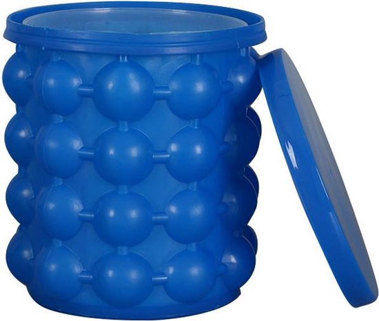 Seau à glace/cubeur de glace - Shop-Story - Refroidisseur de boissons - Seau en silicone 2 en 1 - Bleu