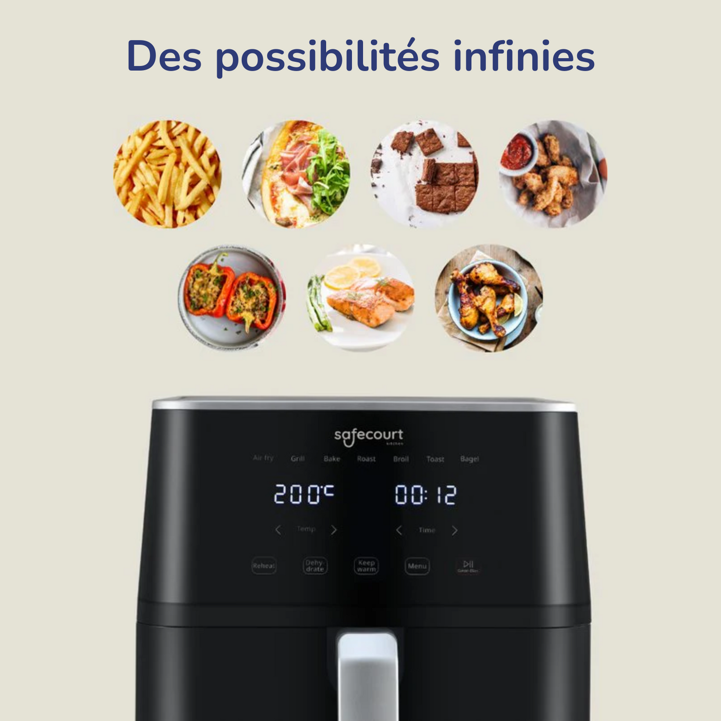 Airfyer XXL - Safecourt - Friteuse - 1800W - Capacité 7L - 40ºC à 200ºC - Noir