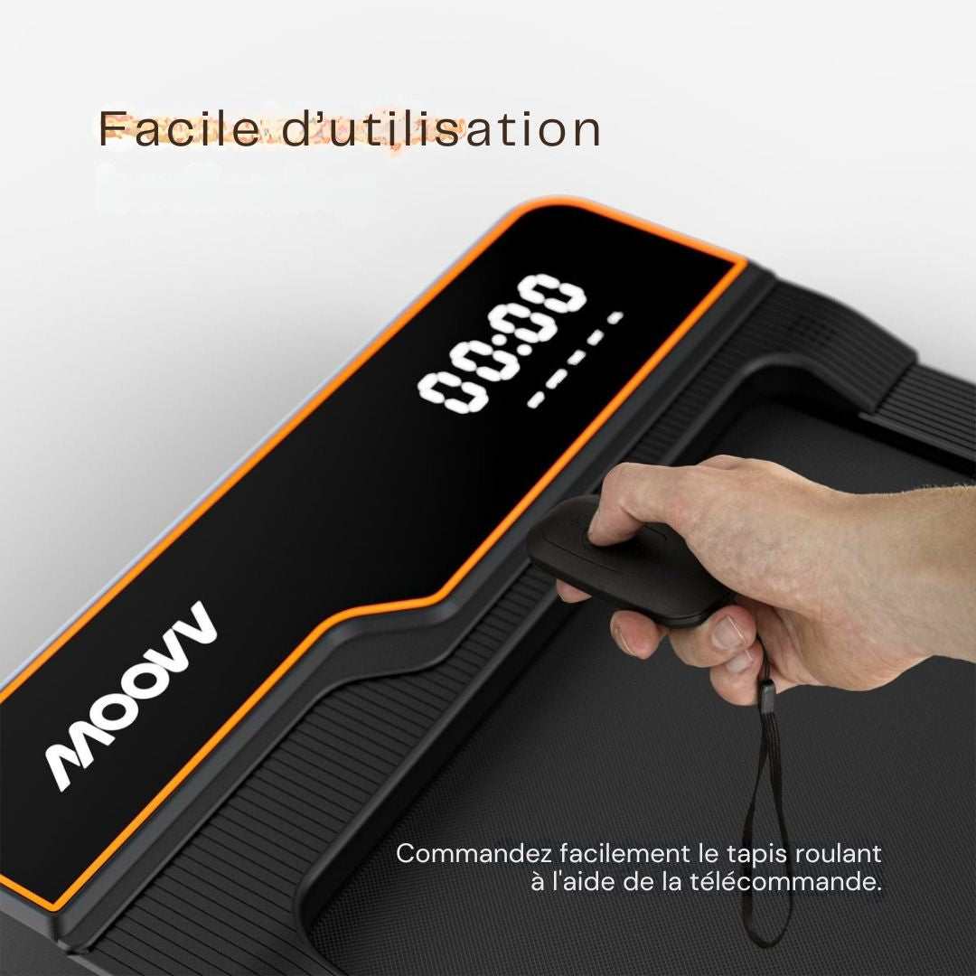 Tapis de course avec fonction d'inclinaison 6% - Moovv SmartStep Pro v2 - pliable - 124 x 64 x 13 cm - Accesoires inclus - noir