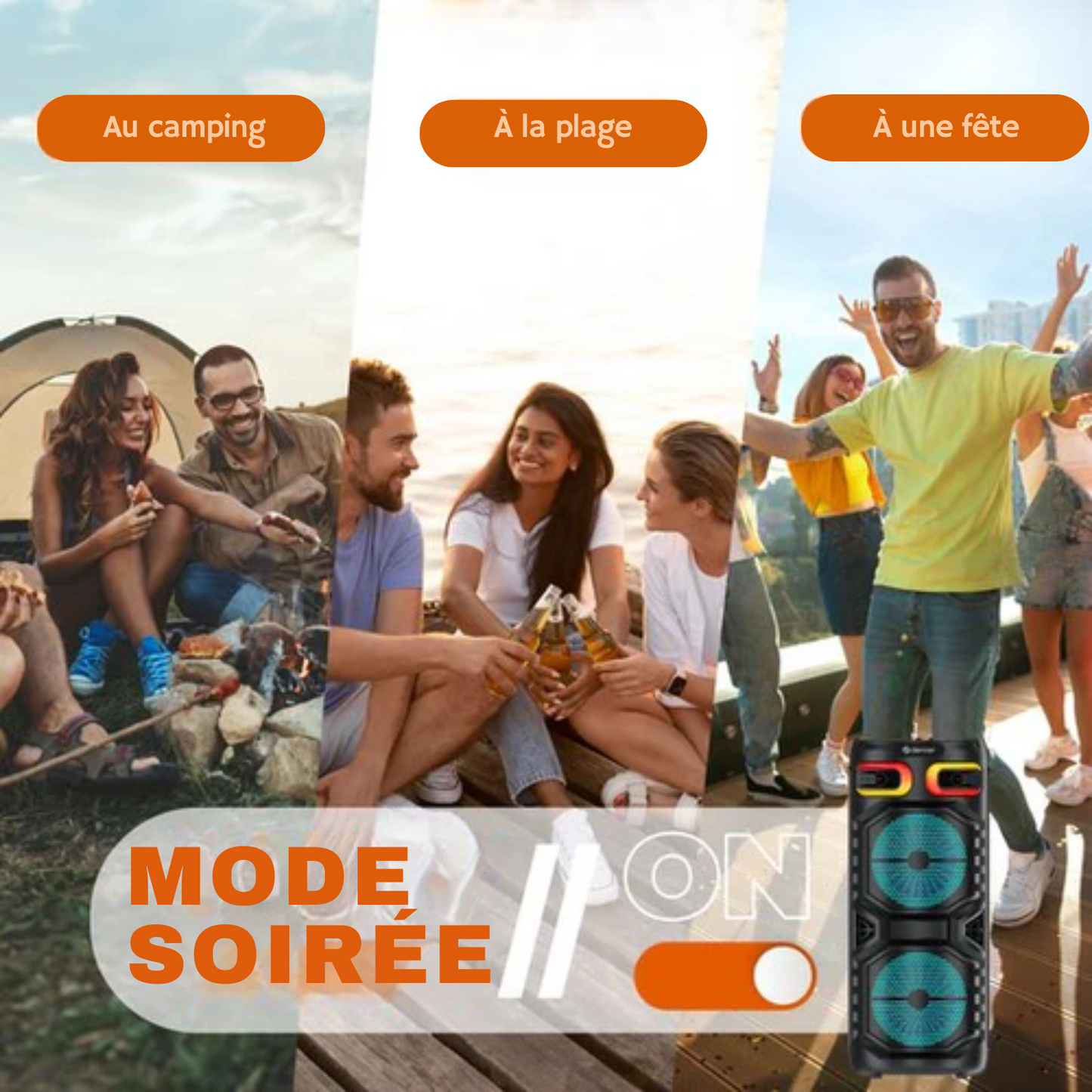 Enceinte Bluetooth - Denver – Lumières disco – Enceinte de fête – Télécommande incluse – Connexion microphone – Micro SD / USB / AUX – BPS355