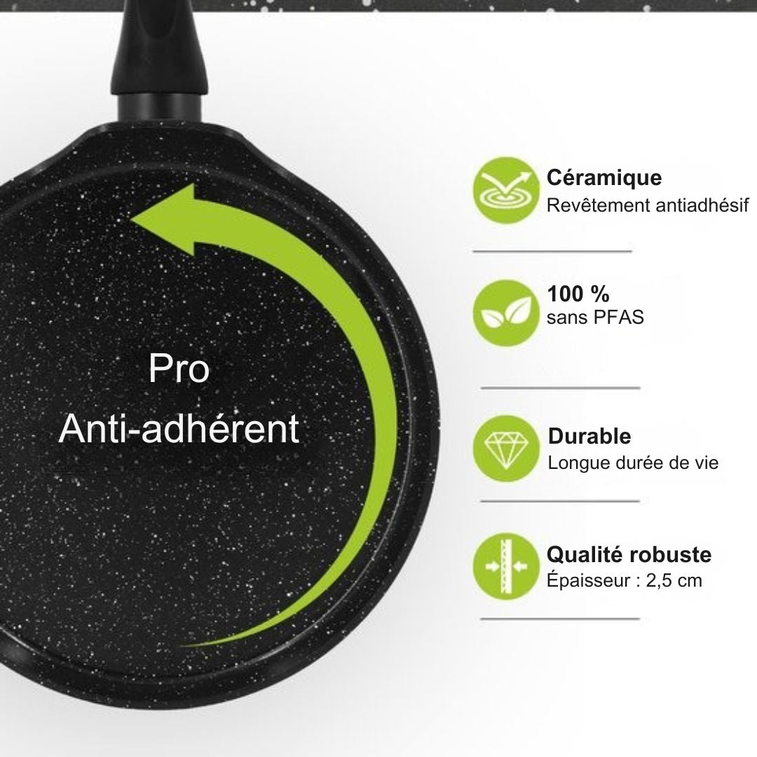 Poêle à crêpes CeraFusion - Induction - 24cm - Revêtement antiadhésif - Noir