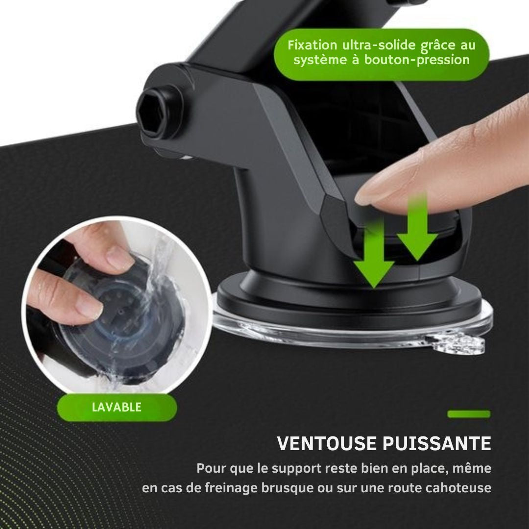 Support de téléphone iSetchi - Voiture - Ventouse extra-forte - 3 en 1 - Noir