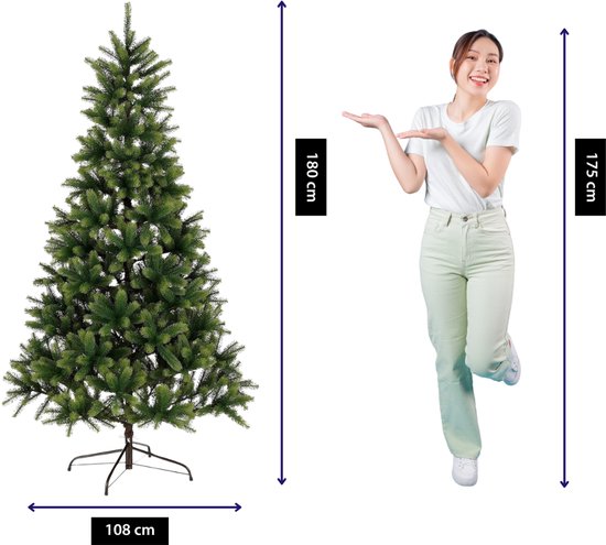Black Box Trees Nagoya Sapin de Noël - Sapin artificiel à charnières pour un montage rapide - Décoration de Noël d'intérieur au rendu volumineux - H 180 x Ø 108 cm - Vert