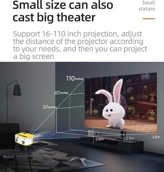 Fuegobird Smart Mini Projecteur - Support de téléphone mobile sans fil même écran