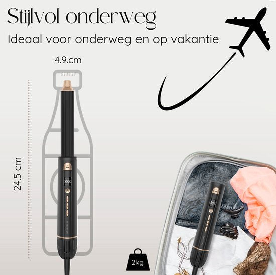 Sansbeauté® 8-in-1 Airstyler with Diffuser - Hairwrap - Multistyler - Hairdryer Brush Short Hair - Dupe - Hair styler - Hair dryer - Heat brush - Curling brush - Curling iron - Styling brush - Coldshot