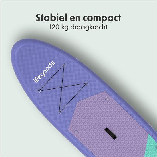 LifeGoods SUP Board All-round Compact - avec siège - capacité de charge de 100 KG - 300 x 76 cm - gonflable - ensemble complet de SUP - violet