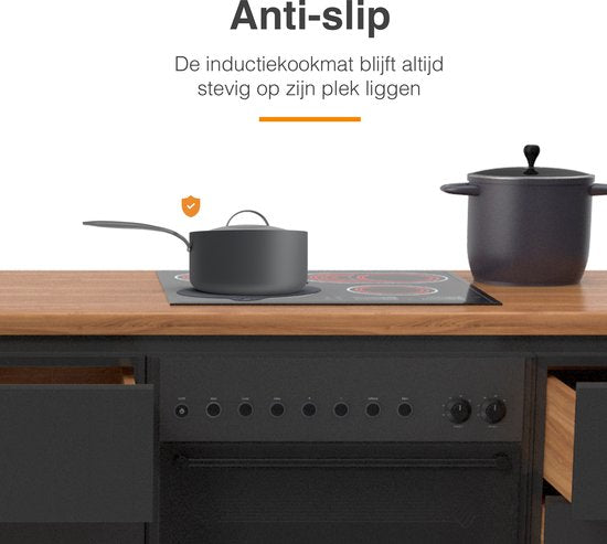 KitchenLove Induction Protector - Mat Round - 4 Pieces 3 Sizes - Pan Protector Mat - Heat Resistant up to 240°C - Black
