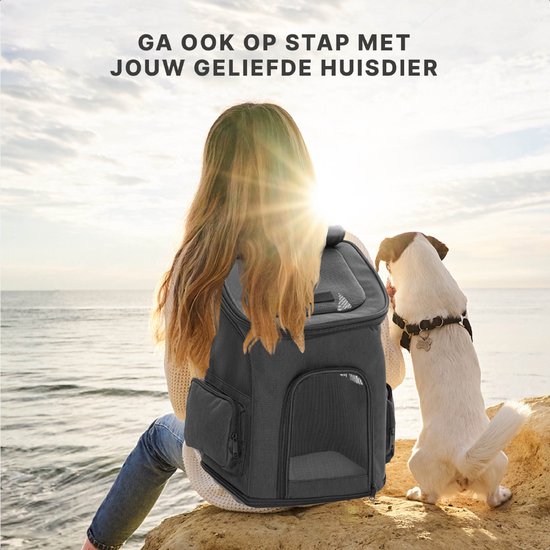 Sac à dos pour chien Jake and Jacky - Sac à dos pour chien - Sac de transport pour chien - Sac à dos pour chat - Sac de voyage pour chat - Jusqu'à 8 kg - Noir