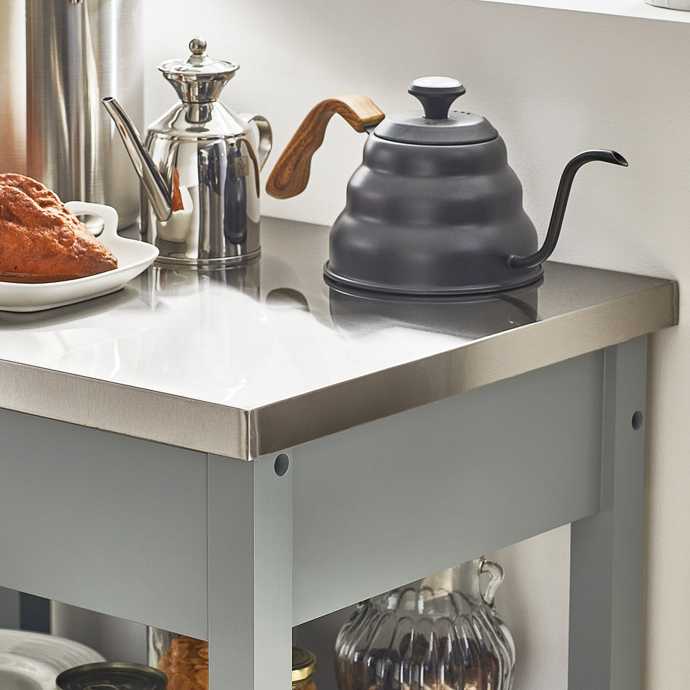 SoBuy Chariot de cuisine avec 1 tiroir et 2 portes - Max. 30KG - 60 x 44 x 92 cm - Gris