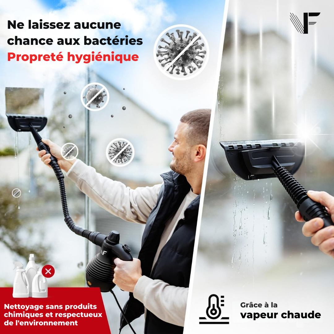 Nettoyeur vapeur à main – Réglage de la vapeur – Comprend 10 accessoires – Réservoir de 350 ml – Noir