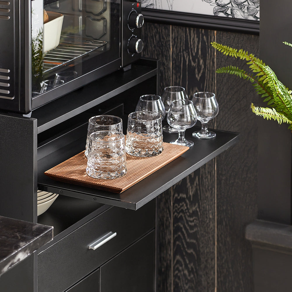 SoBuy Chariot de cuisine à roulettes - Max. 60 kg - 2 Armoires - 59 x 92 x 40 cm - Noir