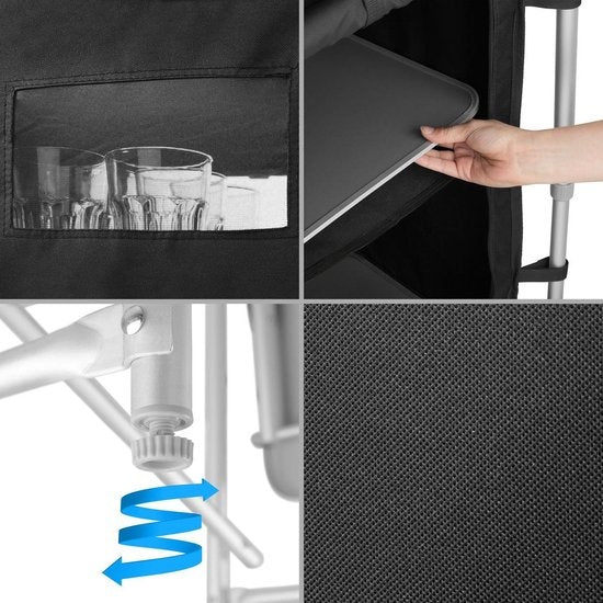 tectake - cuisine de camping dim. 116 x 52 x 107 cm noir - 403345