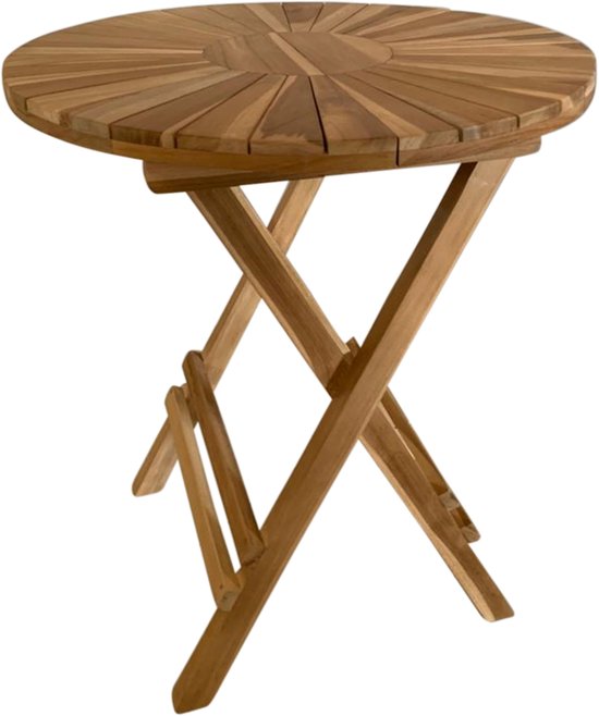 Table de jardin ronde AXI Gia en teck – 60 x 60 x 75 cm – Pliable – Table pliante ronde – Table de jardin en bois – Marron – Pour 2 personnes – Pour le jardin, la terrasse et le balcon