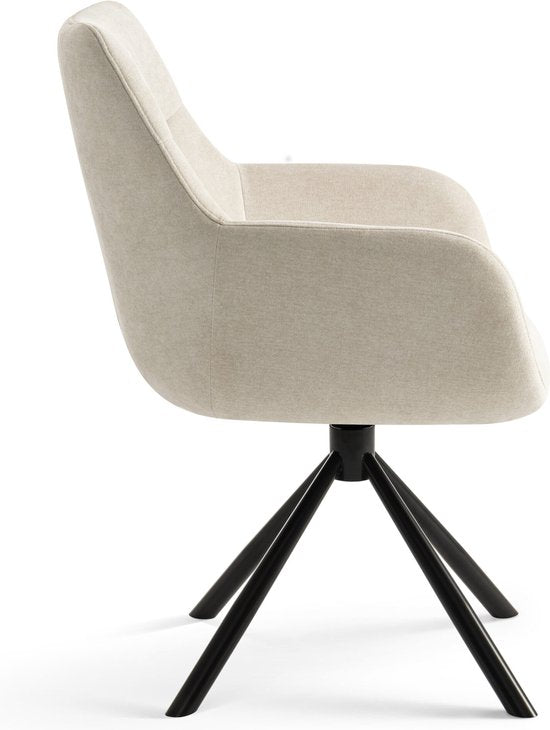 Furnihaus Chaise de salle à manger pivotante Olivia avec accoudoir Tissu beige