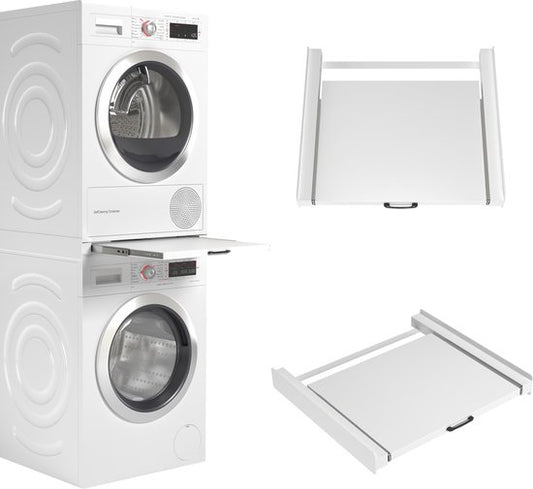 Wasophoogte® Rehausse pour lave-linge et sèche-linge - Kit d'empilage pour lave-linge et sèche-linge - Cadre intermédiaire - Compatible avec tous les modèles - Blanc
