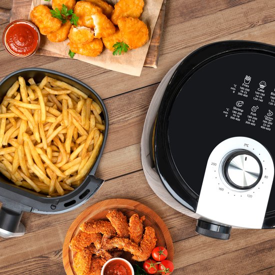 Alpina Airfryer 2L - Friteuse à air chaud pour 1 à 4 personnes - Friteuse à air chaud avec minuterie - Température réglable de 80 à 200 degrés - Avec fonction minuterie - Four à air chaud 900 W