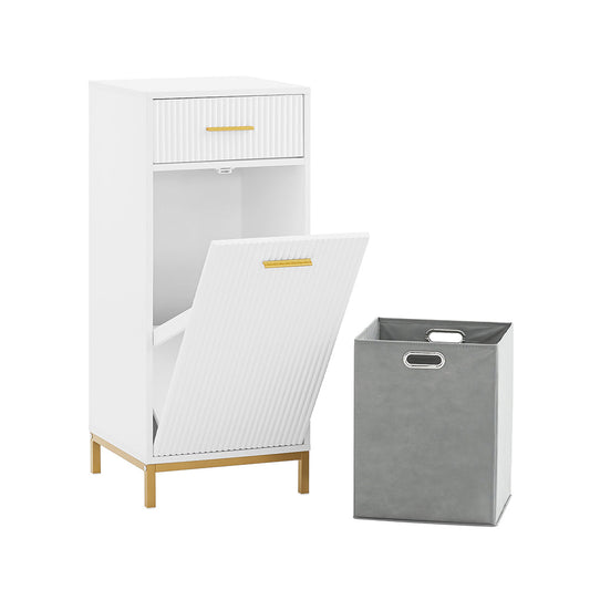 SoBuy Meuble de salle de bains - avec tiroir et panier à linge amovible - max 24 kg - 40 x 40 x 95 cm - blanc